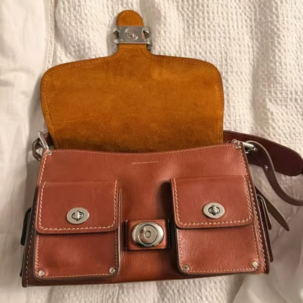 Leather Crossbody Satchel in Cognac Brown - Picture 3 of 8